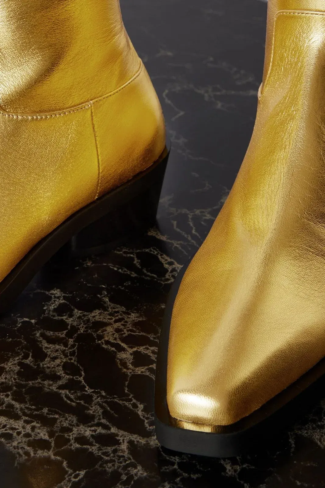 Proenza Schouler Bronco Metallic Leather Ankle Boots Gold Women's