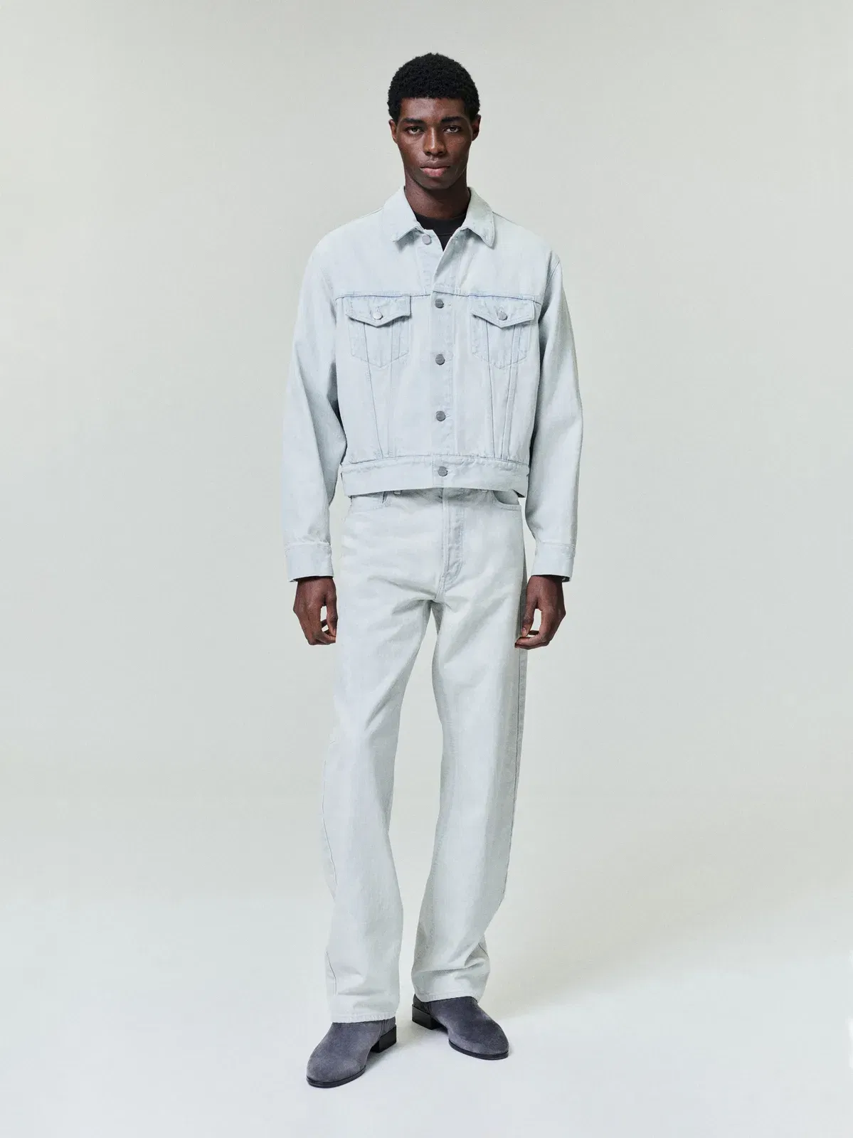 Essentials Bleach Washed Denim Straight 5 Pocket Bleach Wash