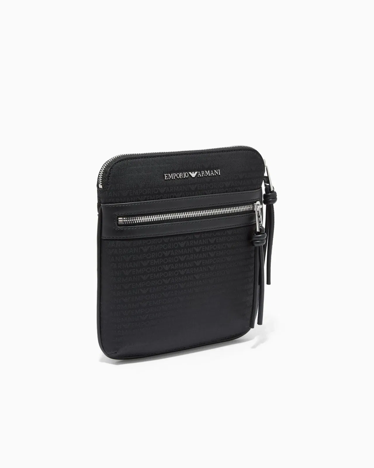 Emporio Armani Nylon flat shoulder bag with monogram lettering