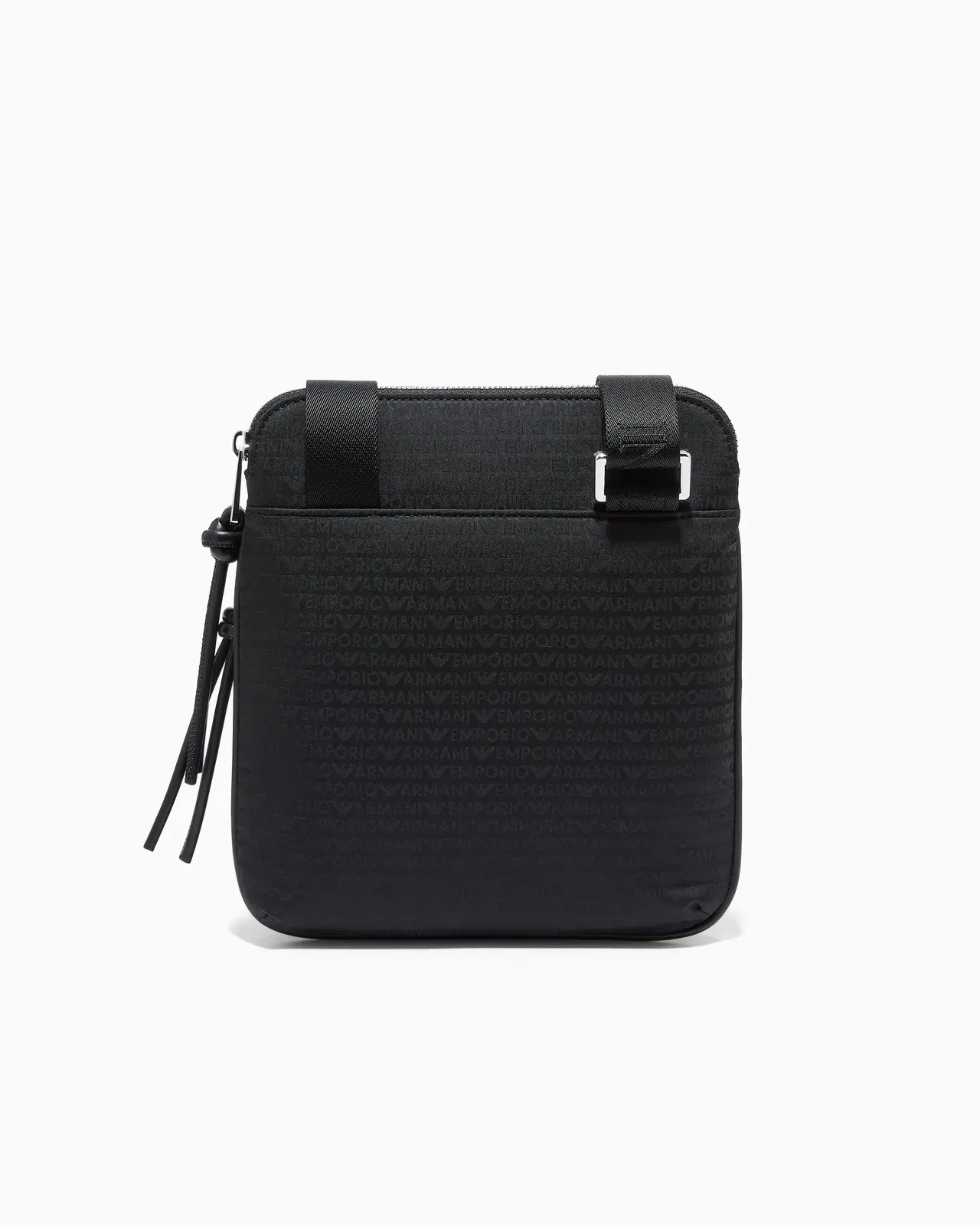 Emporio Armani Nylon flat shoulder bag with monogram lettering