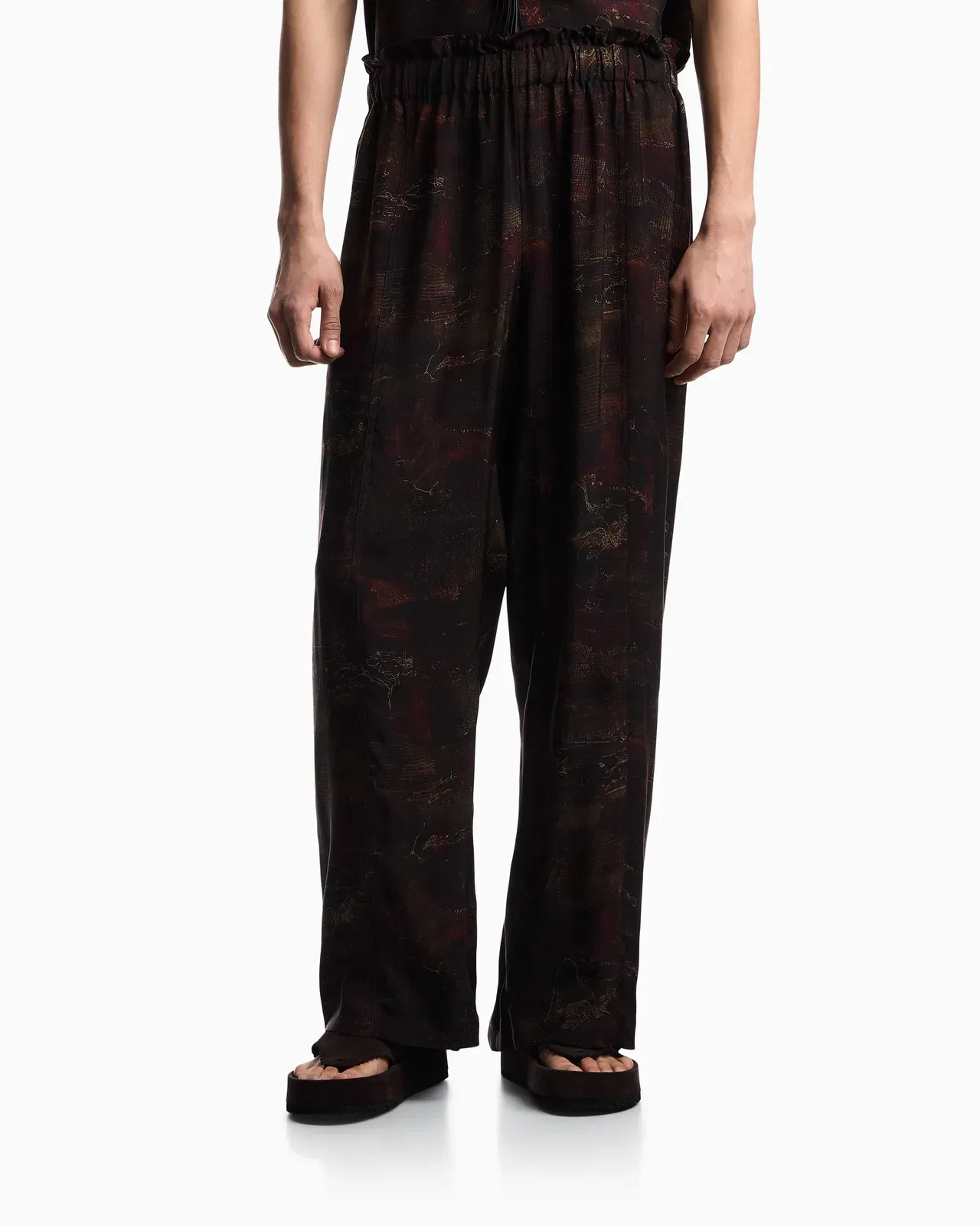 Emporio Armani Cupro twill trousers with all-over print