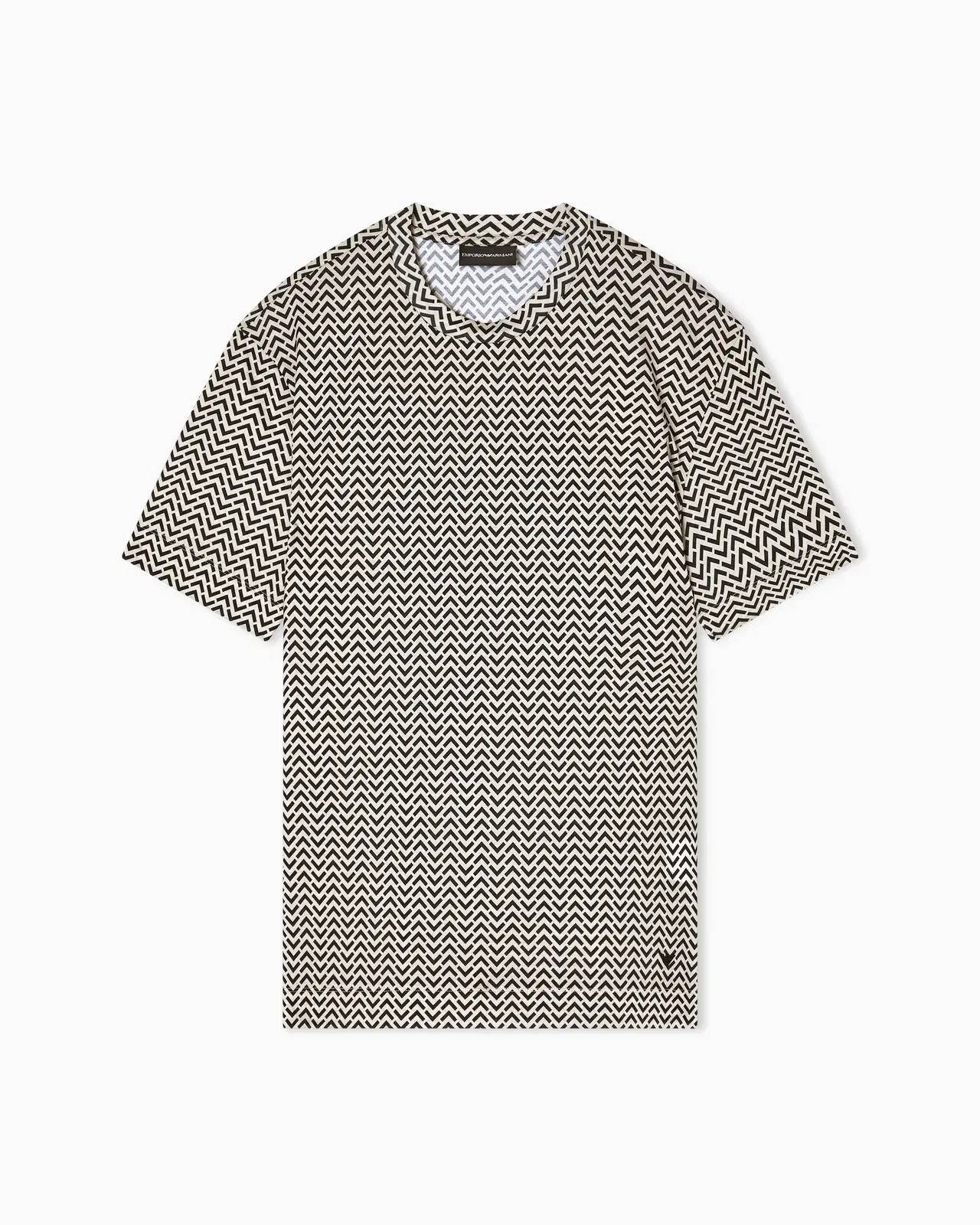 Emporio Armani Lyocell-blend jersey T-shirt with micro op-art pattern print