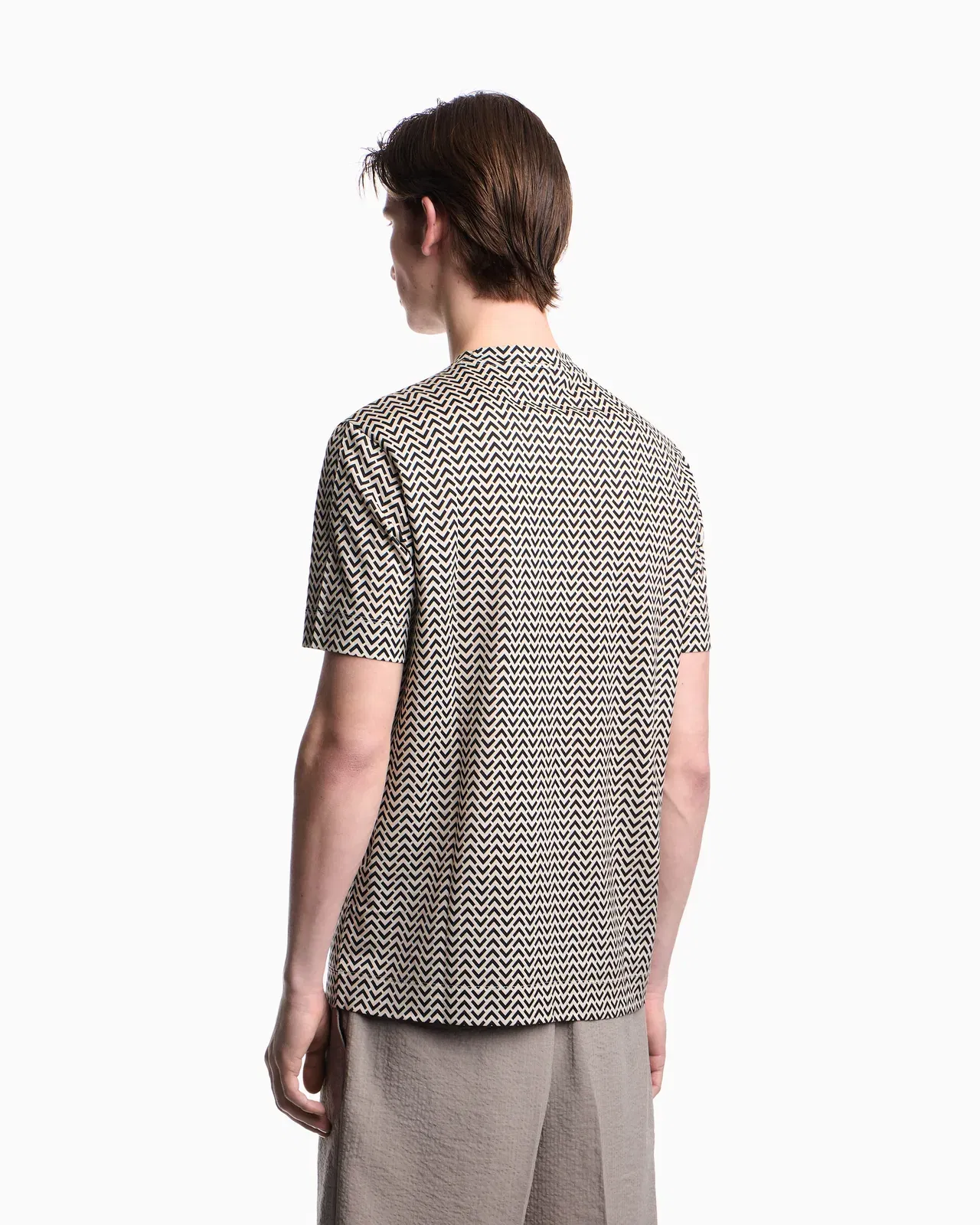 Emporio Armani Lyocell-blend jersey T-shirt with micro op-art pattern print
