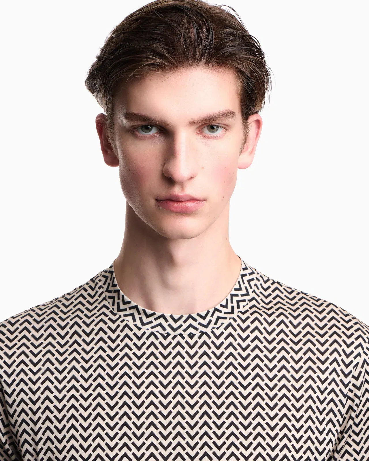 Emporio Armani Lyocell-blend jersey T-shirt with micro op-art pattern print