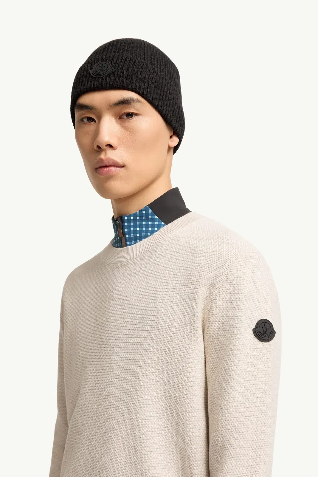 Moncler Cotton Knit Sweater White Ivory White Ivory