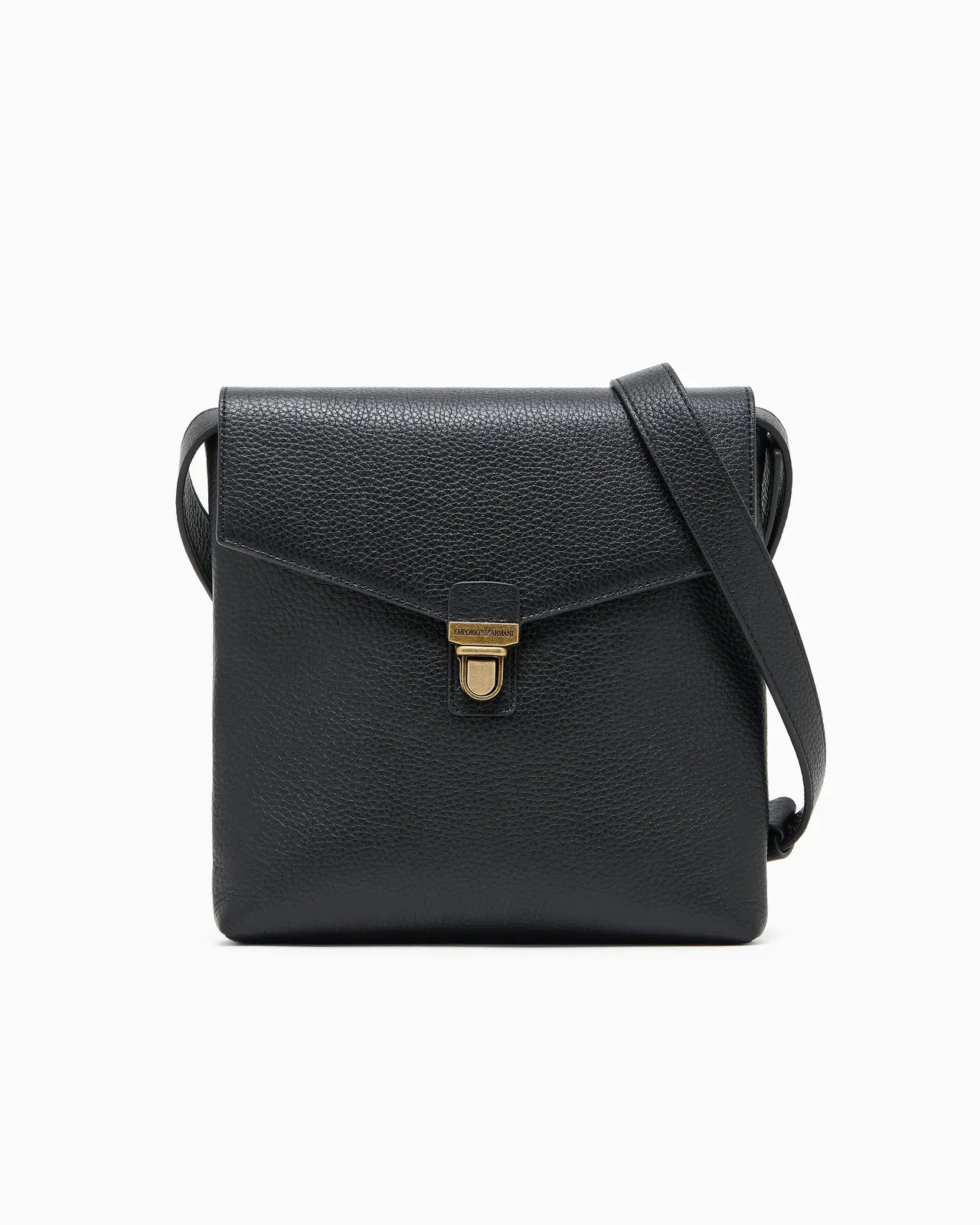 Emporio Armani Icon pebbled leather flat shoulder bag
