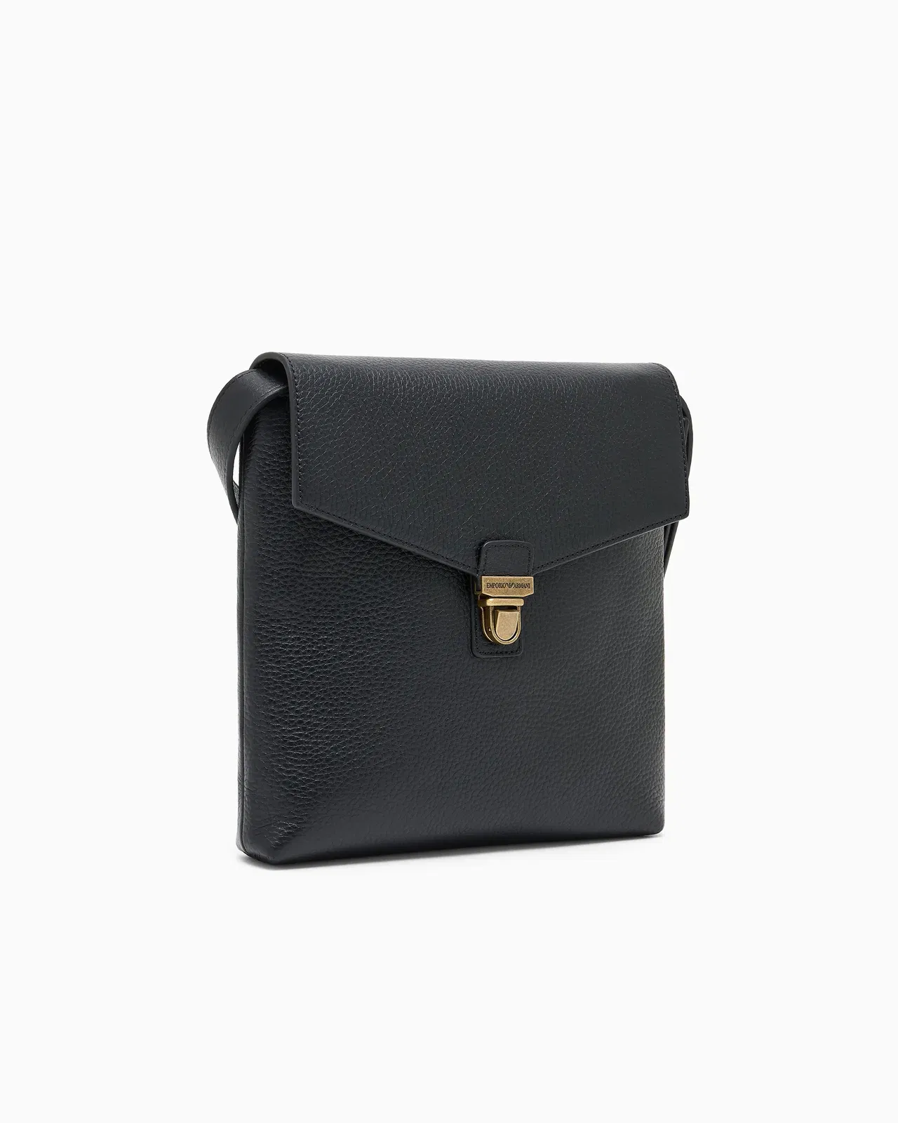 Emporio Armani Icon pebbled leather flat shoulder bag