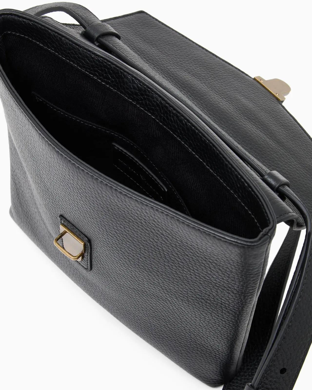 Emporio Armani Icon pebbled leather flat shoulder bag