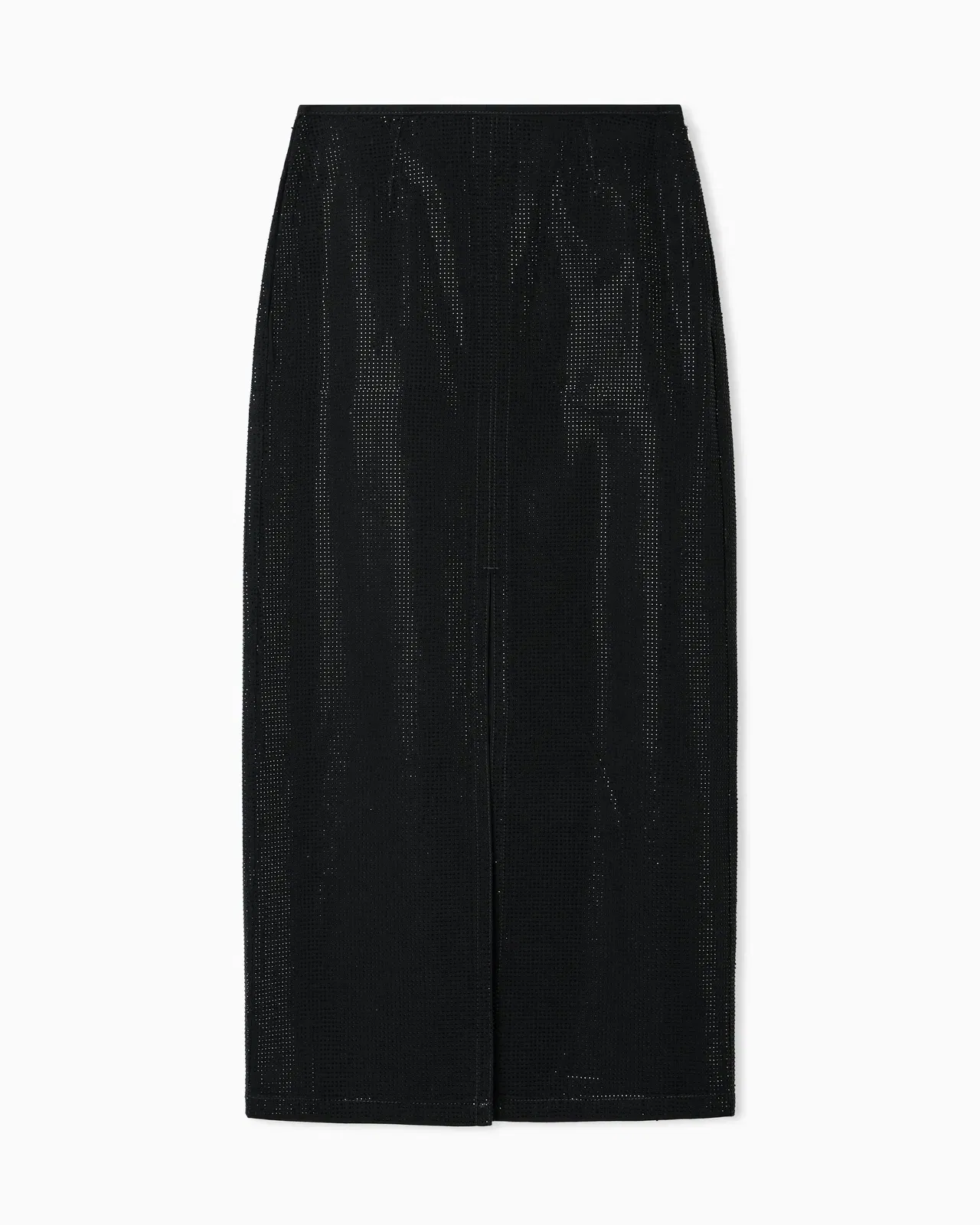 Emporio Armani Long drill skirt with all-over micro studs