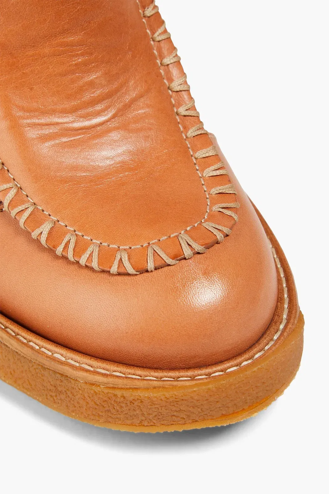 Zimmermann Whipstitched Leather Ankle Boots Tan Women's