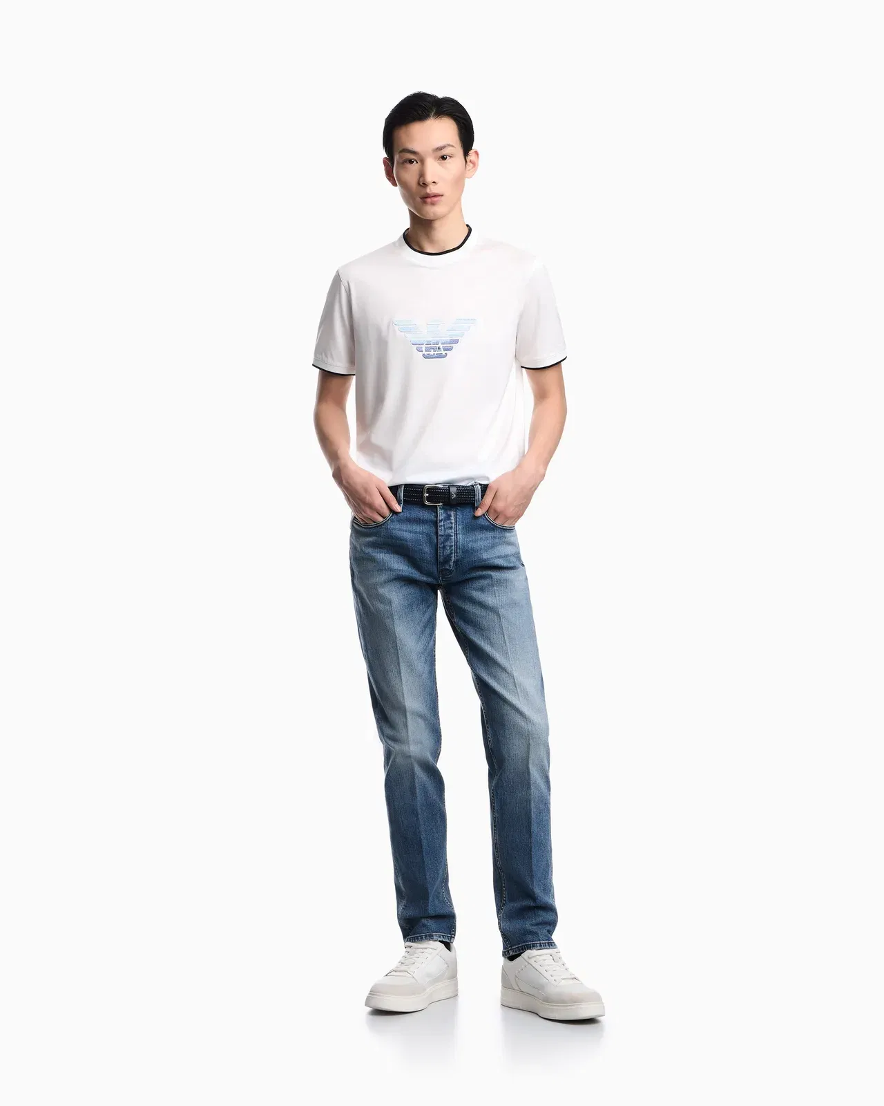 Emporio Armani J75 slim-fit, stone-washed 8.6-oz comfort stretch-denim jeans