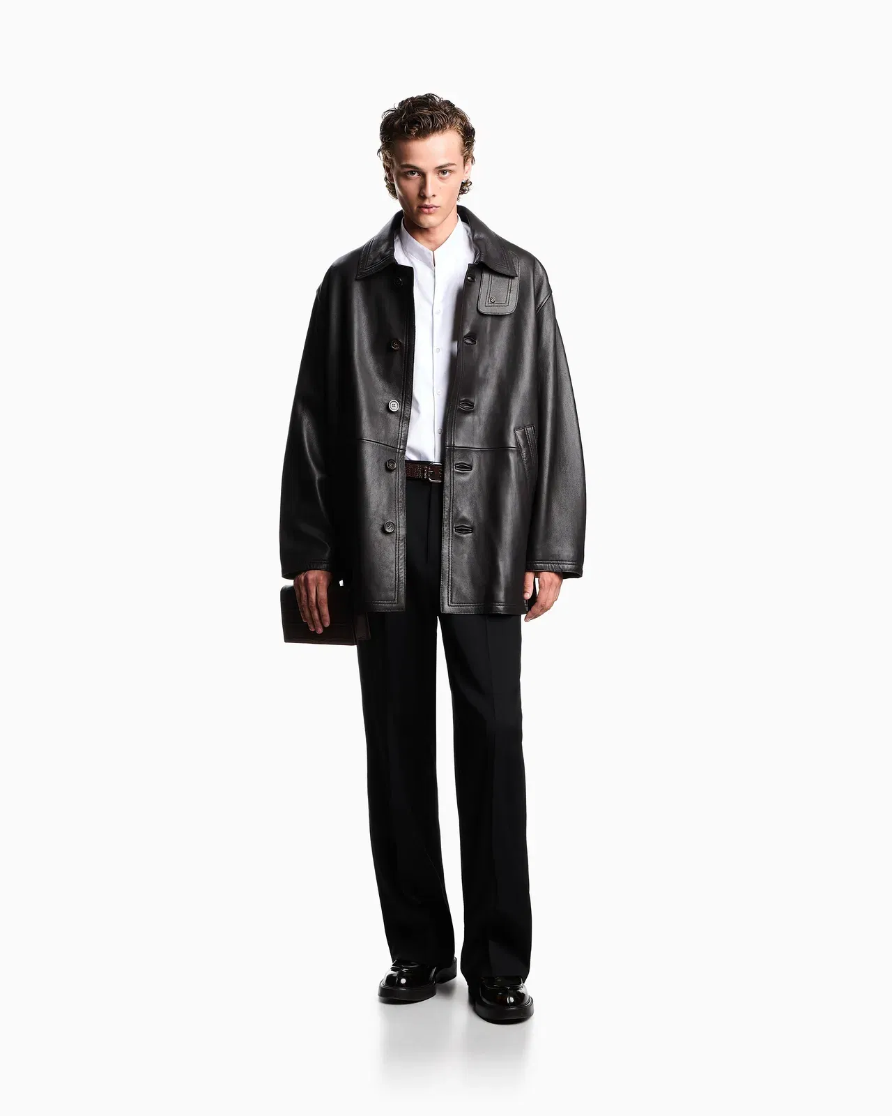 Emporio Armani Armure cotton shirt with guru collar