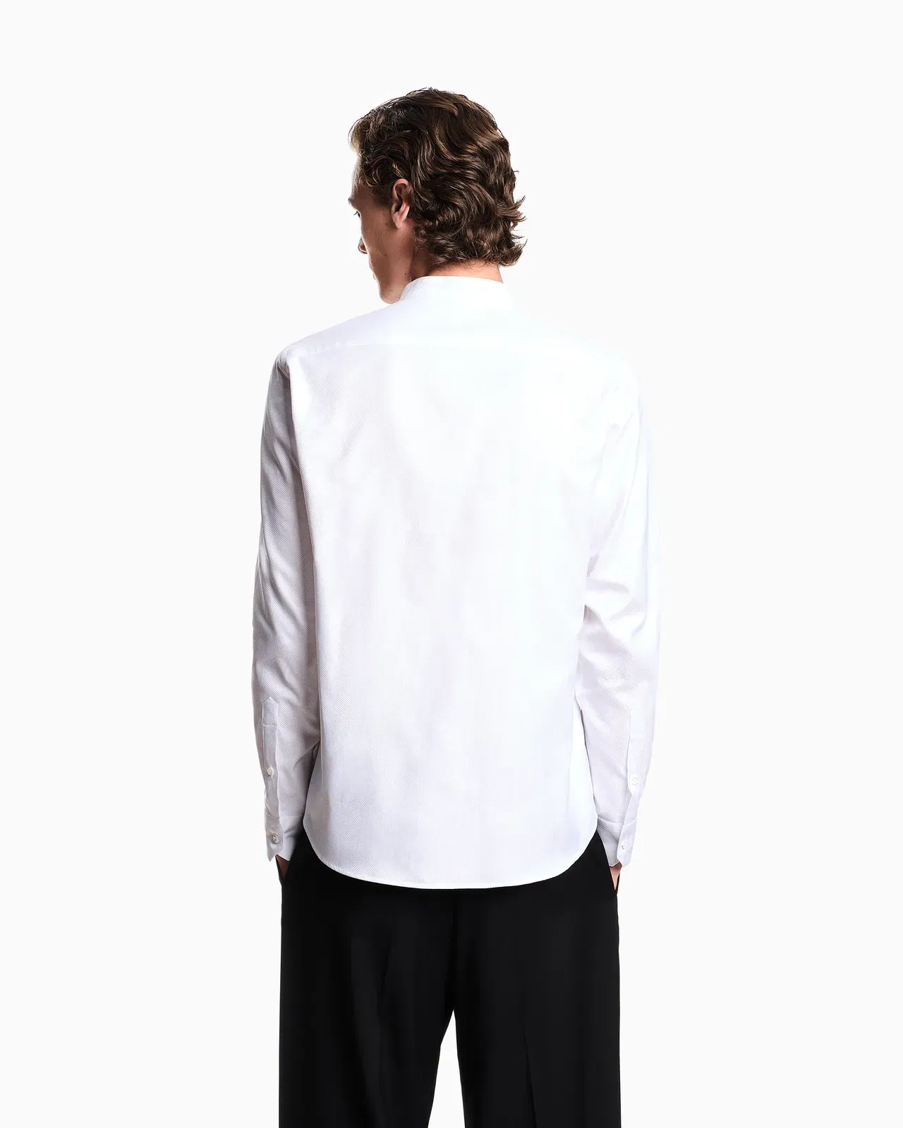 Emporio Armani Armure cotton shirt with guru collar