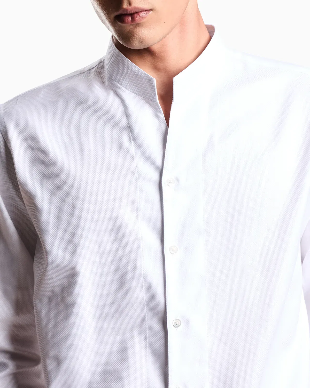 Emporio Armani Armure cotton shirt with guru collar