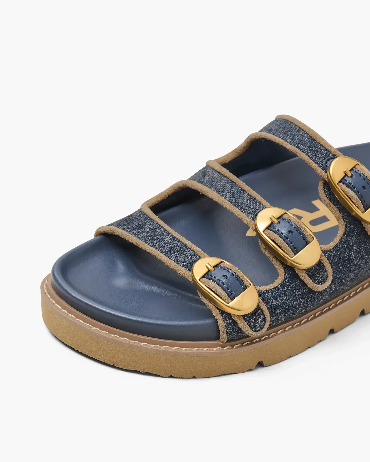 Marc Jacobs The Denim Suede Kiki Slide Dark Wash Indigo