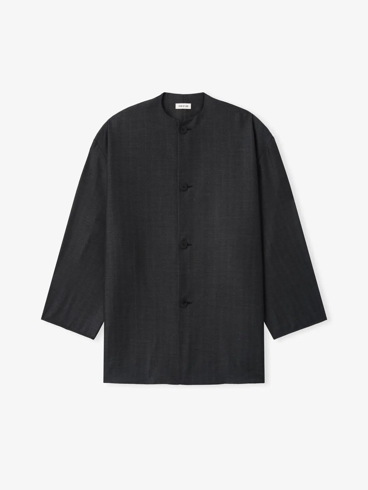 Essentials Grey Striped Wool Collarless Sport Jacket Grey Striped