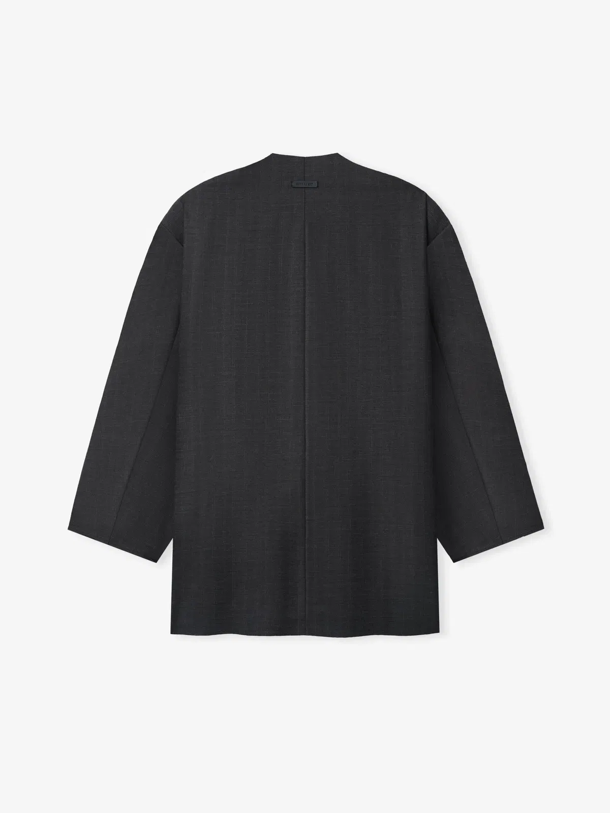 Essentials Grey Striped Wool Collarless Sport Jacket Grey Striped