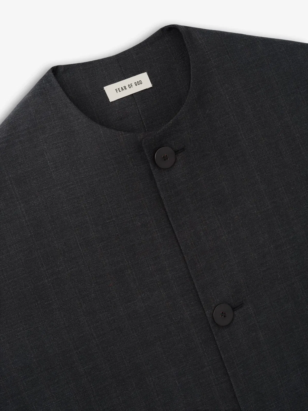 Essentials Grey Striped Wool Collarless Sport Jacket Grey Striped