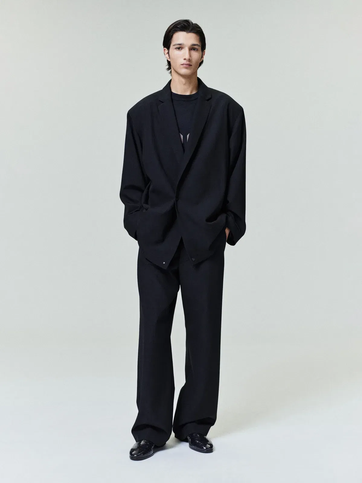 Essentials Wool Ripstop Casual Flat Front Pant Black
