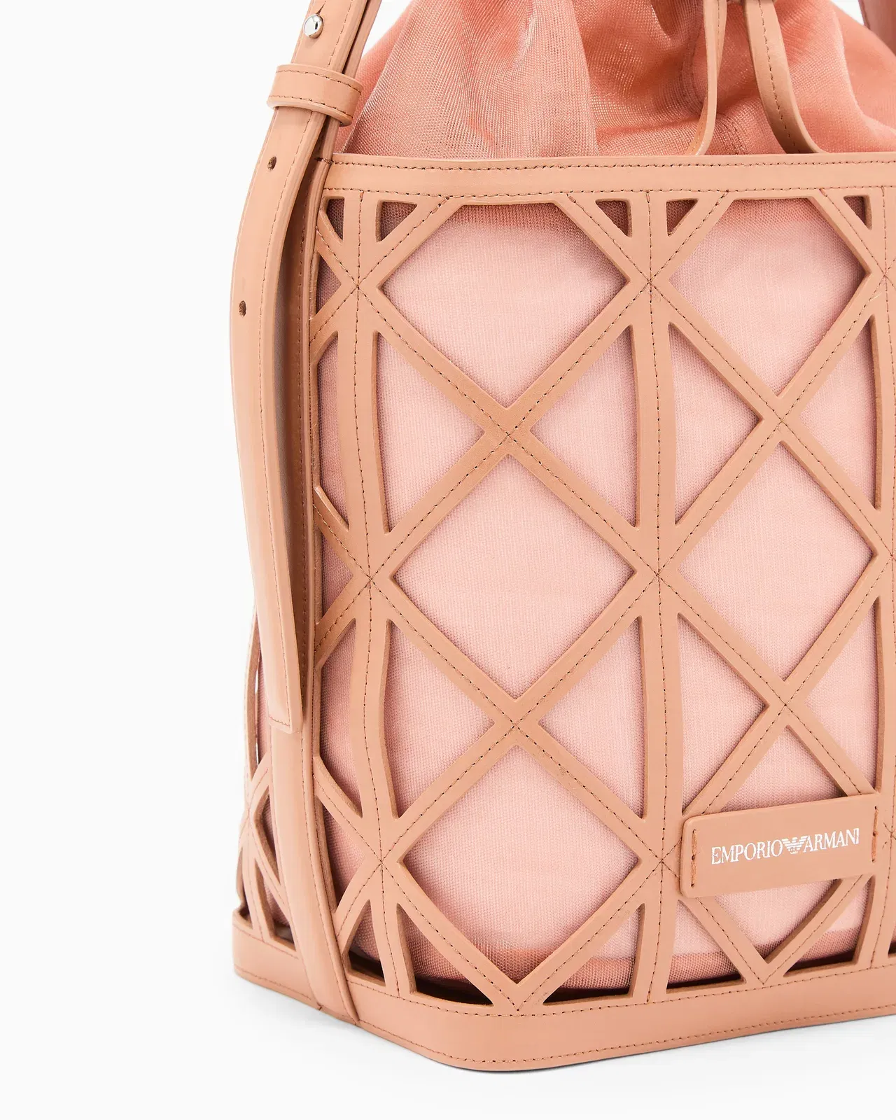 Emporio Armani Leather and mesh bucket bag