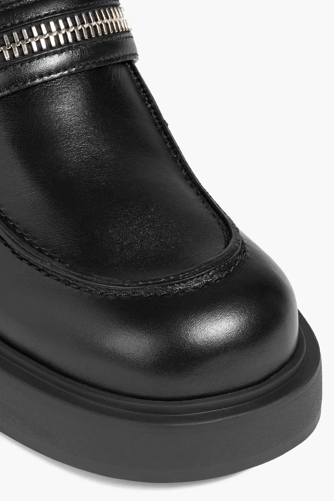 Giuseppe Zanotti Murphie Zip-Detailed Leather Loafers Black Women's