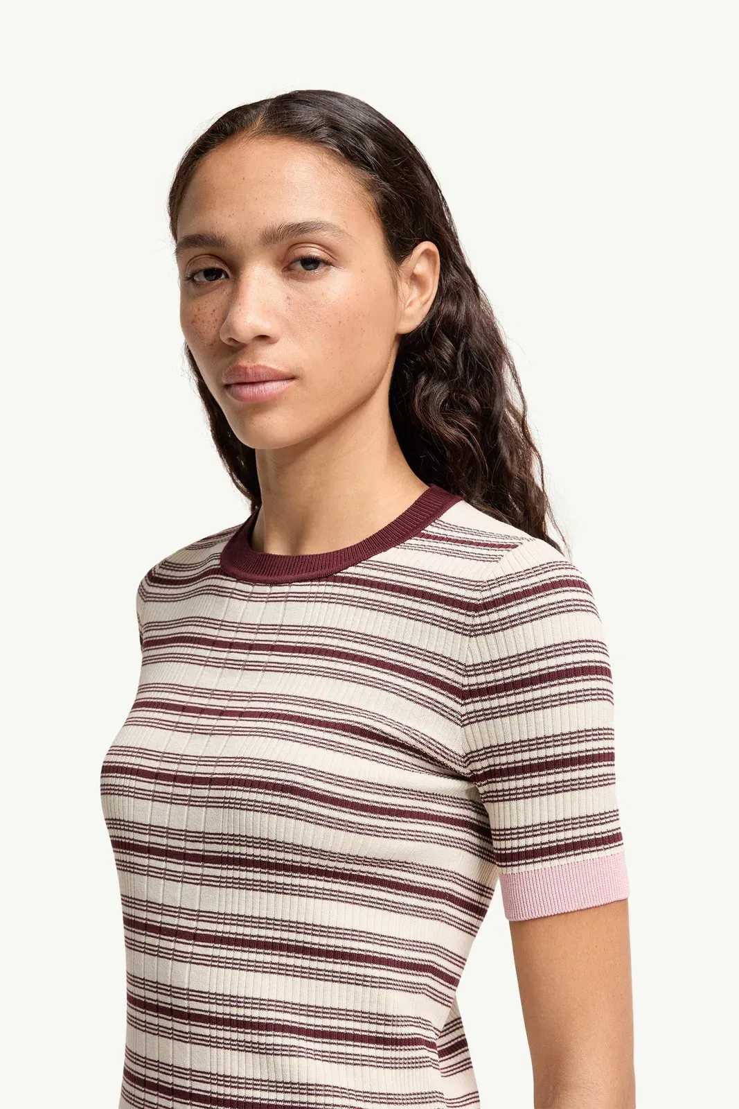 Moncler Striped Cotton T-Shirt White & Brown White & Brown