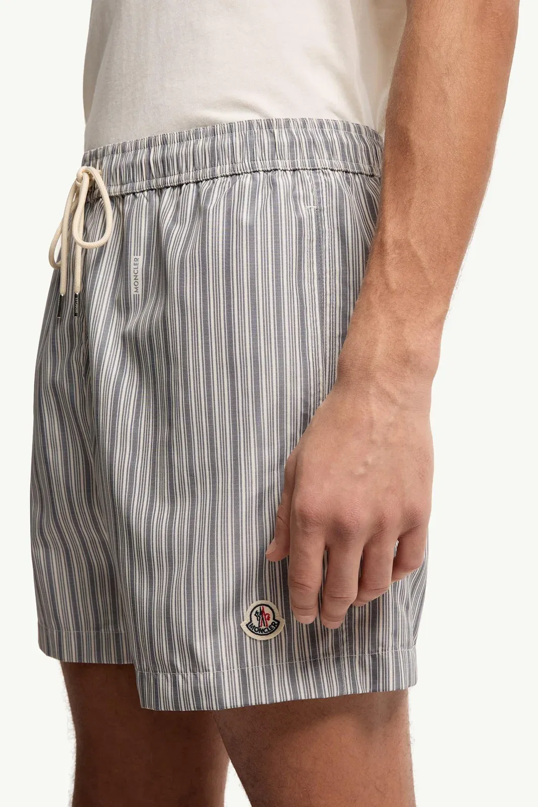 Moncler Striped Swim Shorts White & Blue White & Blue