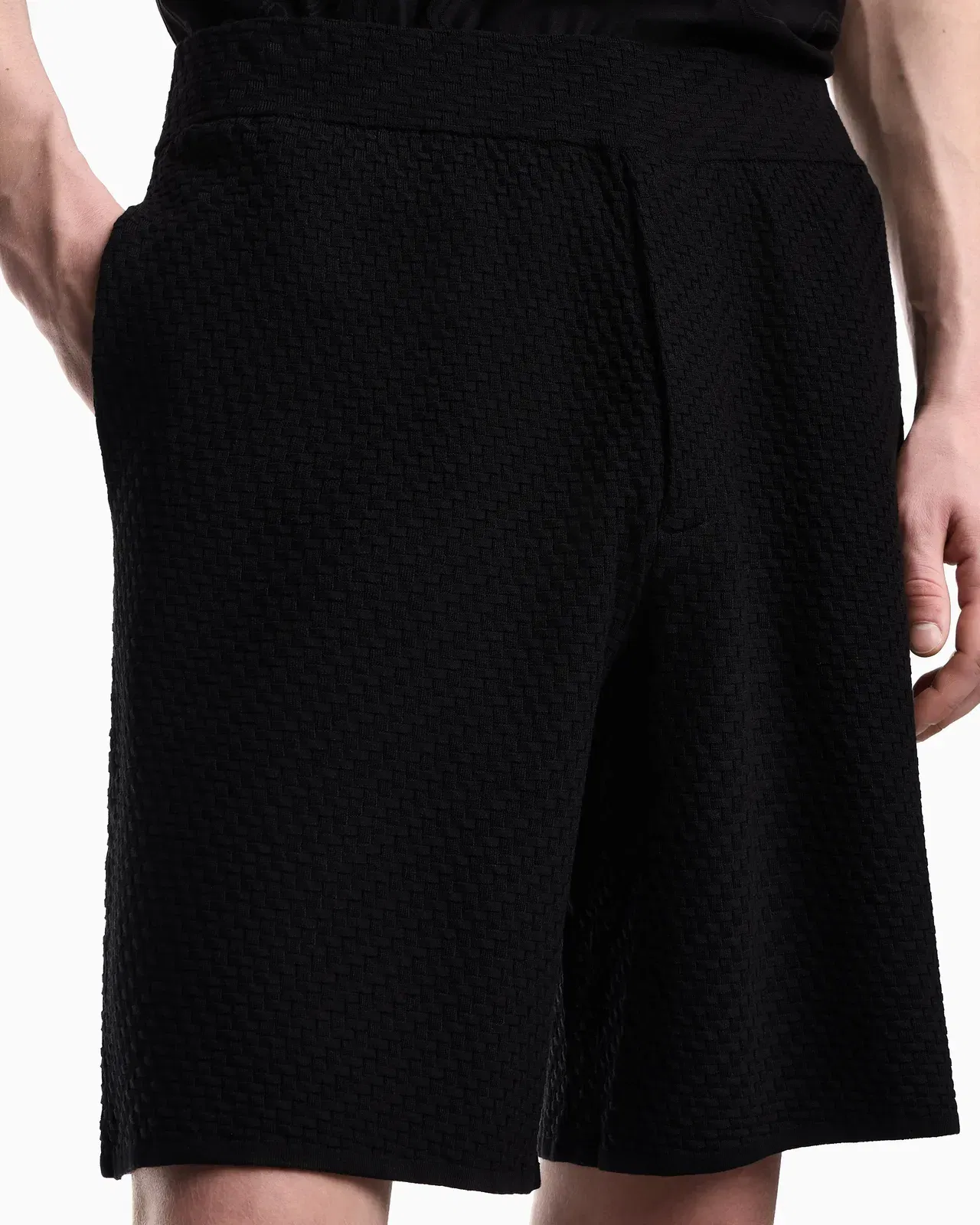 Emporio Armani viscose knit Bermuda shorts with raised stitch design