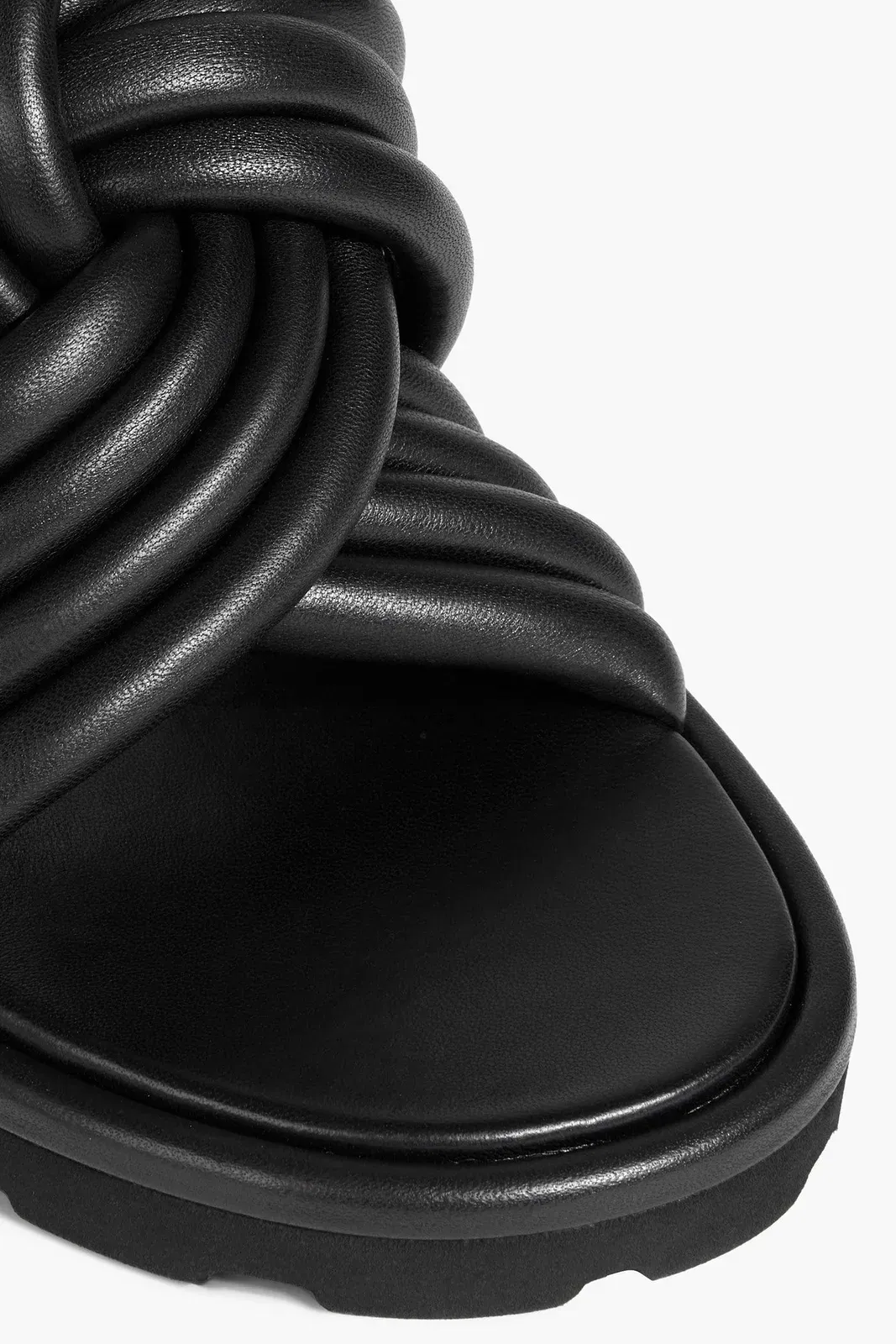 Gianvito Rossi Ottavia Twisted Padded Leather Slides Black Women's