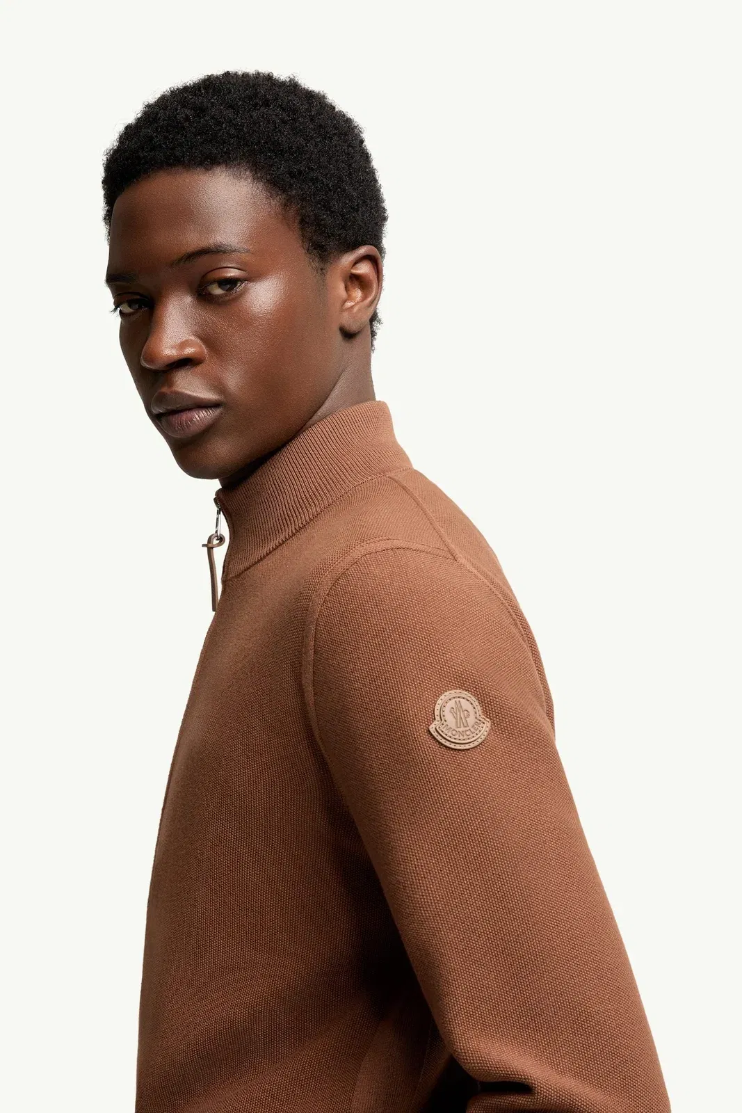 Moncler Cotton Zip-Up Cardigan Light Brown Light Brown