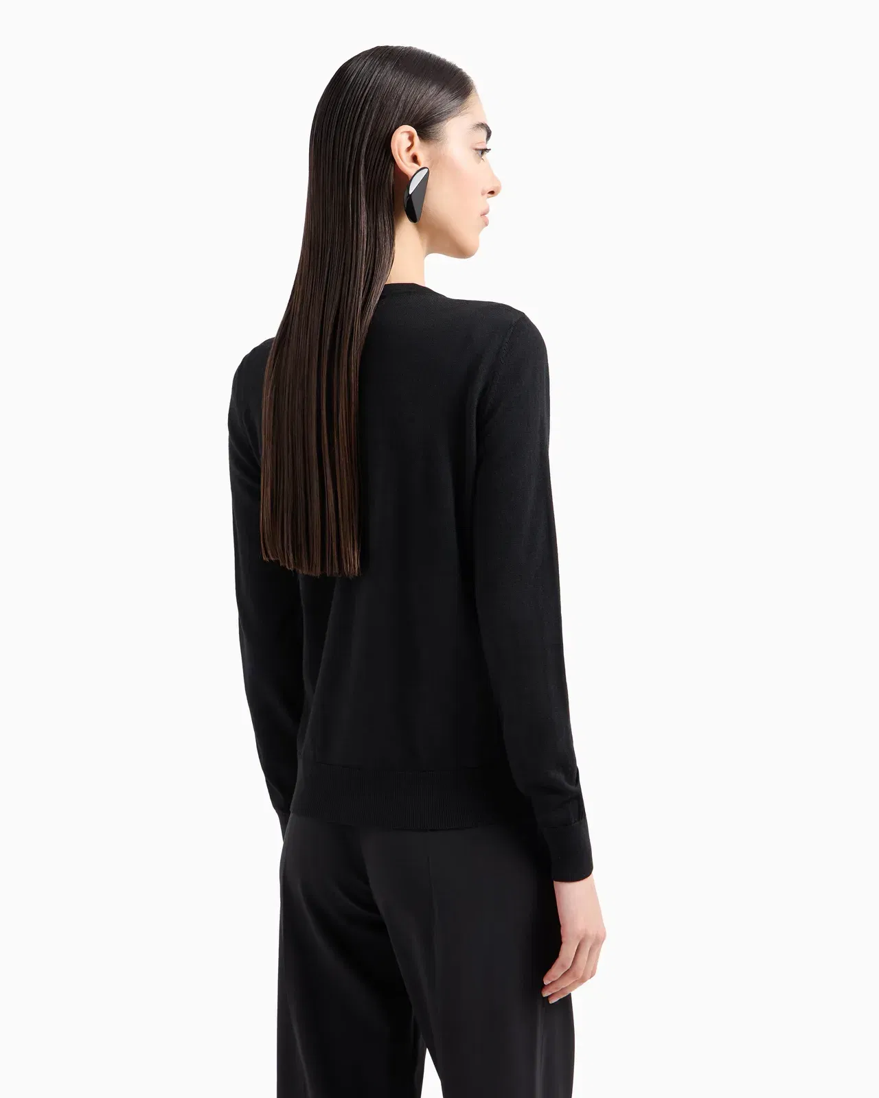 Emporio Armani Cardigan in plain-knit, pure virgin wool