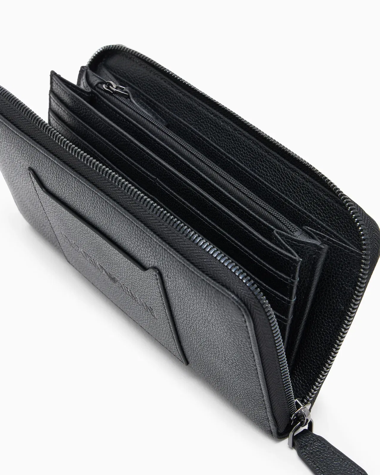 Emporio Armani Tumbled leather wallet with wrap-around zip