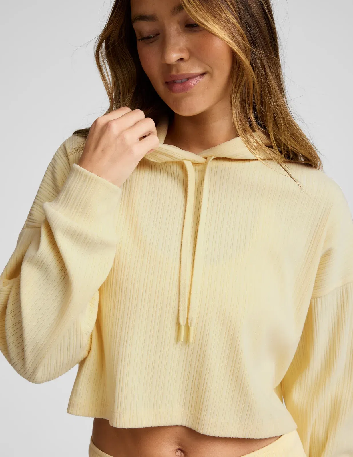 Beyond Yoga Breathe Easy Ribbed Cropped Hoodie Women's