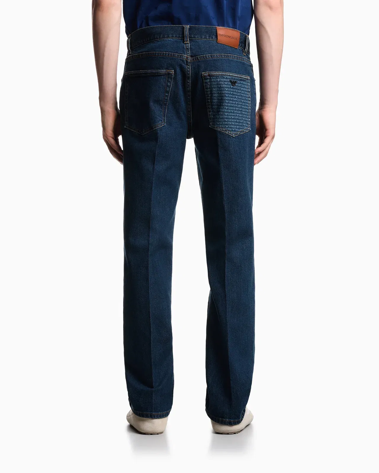 Emporio Armani J76 straight-fit jeans in stretch denim with logo pocket