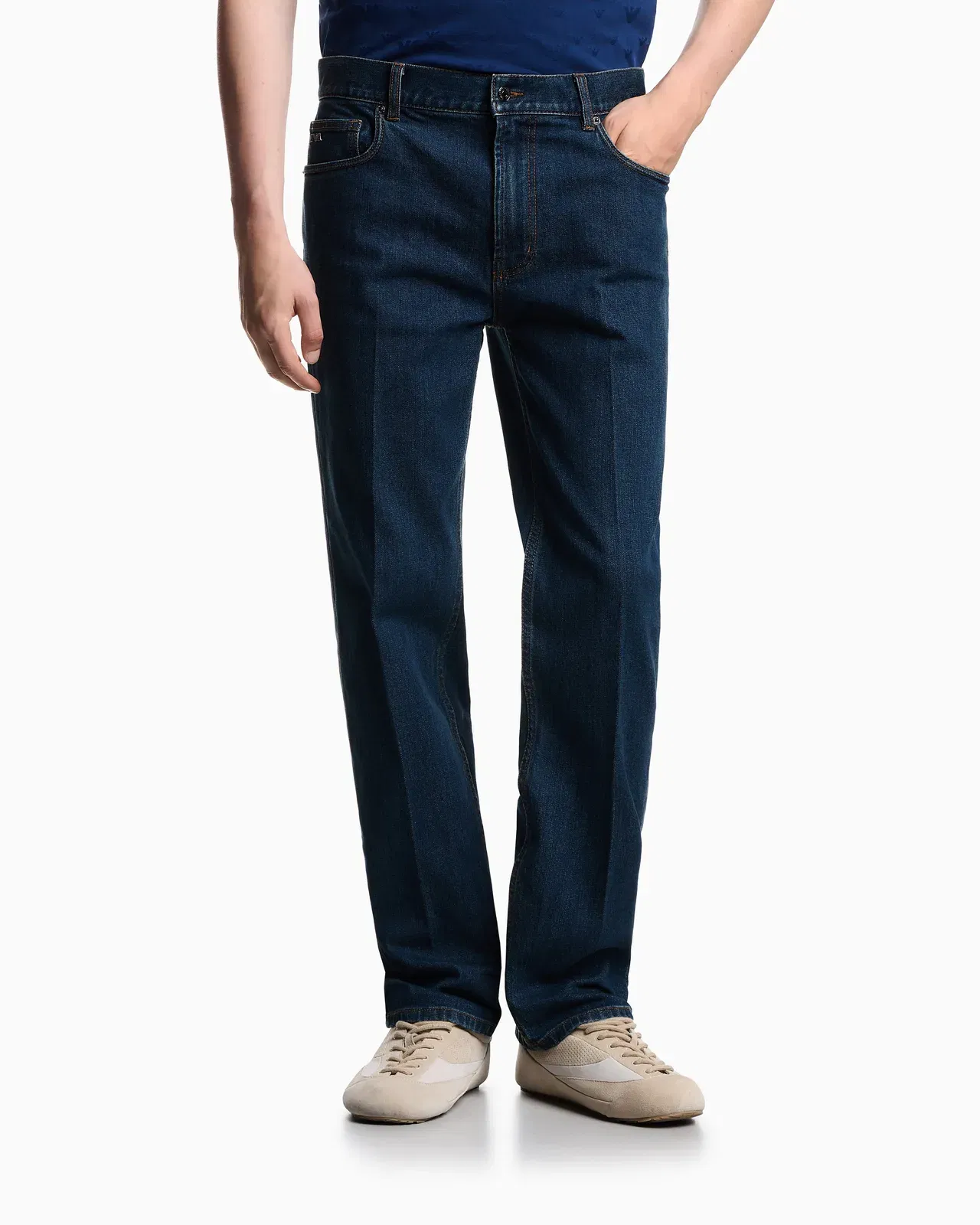 Emporio Armani J76 straight-fit jeans in stretch denim with logo pocket