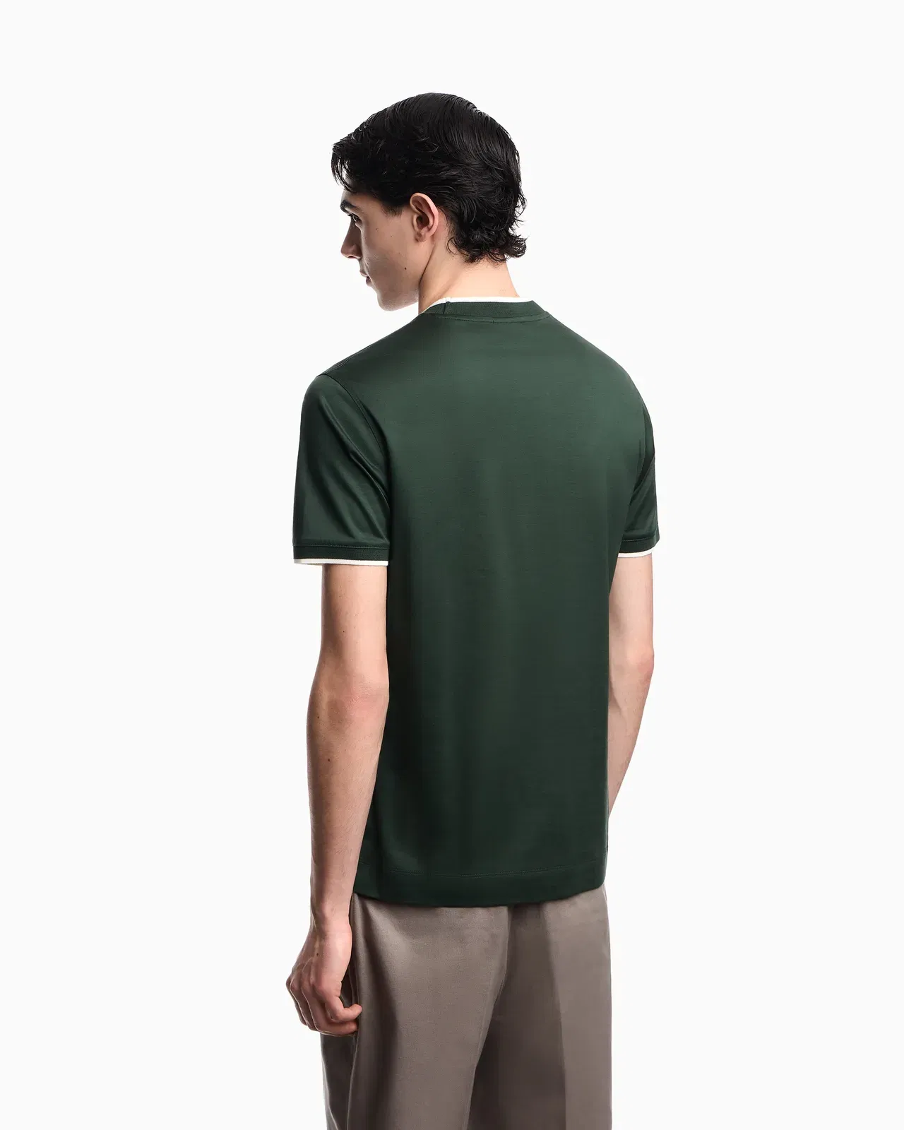Emporio Armani Slim-fit T-shirt in a Lyocell-blend jersey, featuring a gradient eagle embroidery