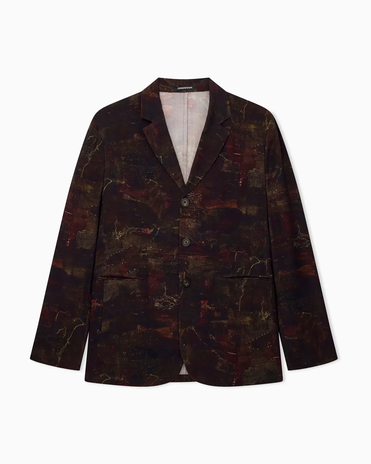Emporio Armani Single-breasted jacket in cupro twill with all-over print