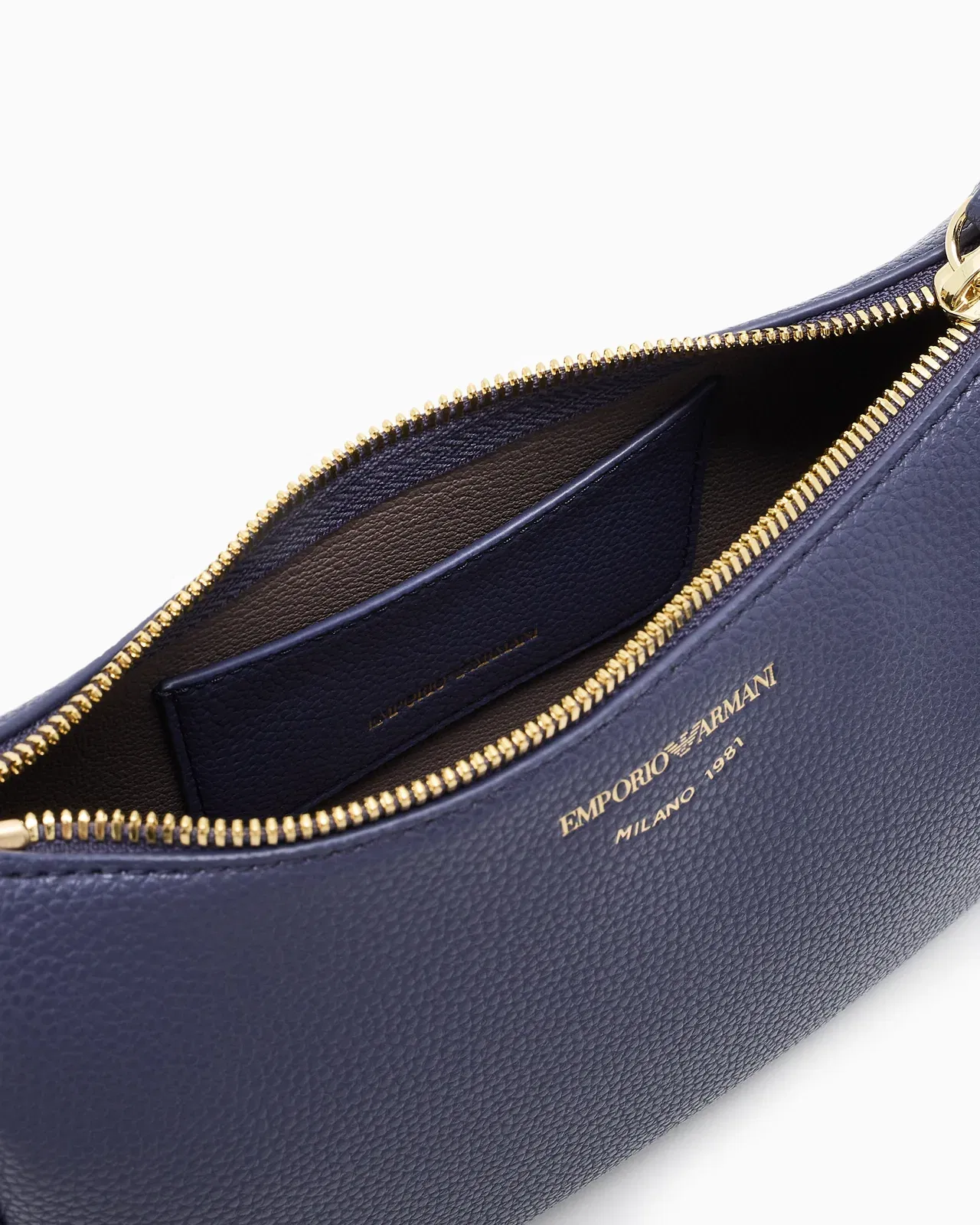 Emporio Armani Pebbled shoulder bag with a zip closure and adjustable strap