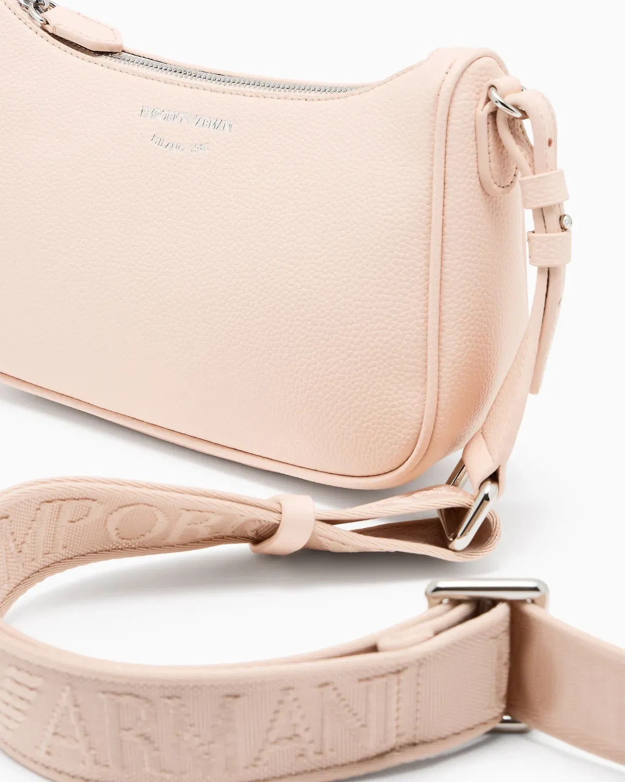 Emporio Armani Pebbled shoulder bag with a zip closure and adjustable strap