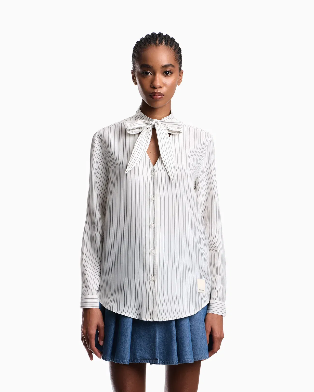 Emporio Armani Eagle Club cupro-blend foulard collar shirt