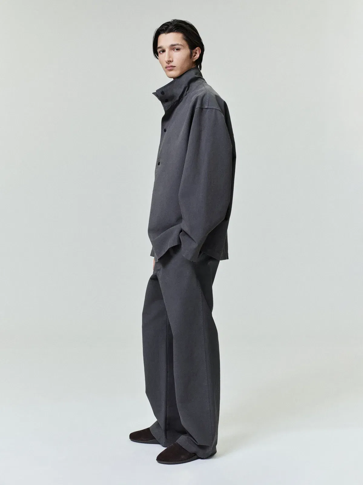Essentials Garment Dyed Cotton Sport Jacket Dark Grey