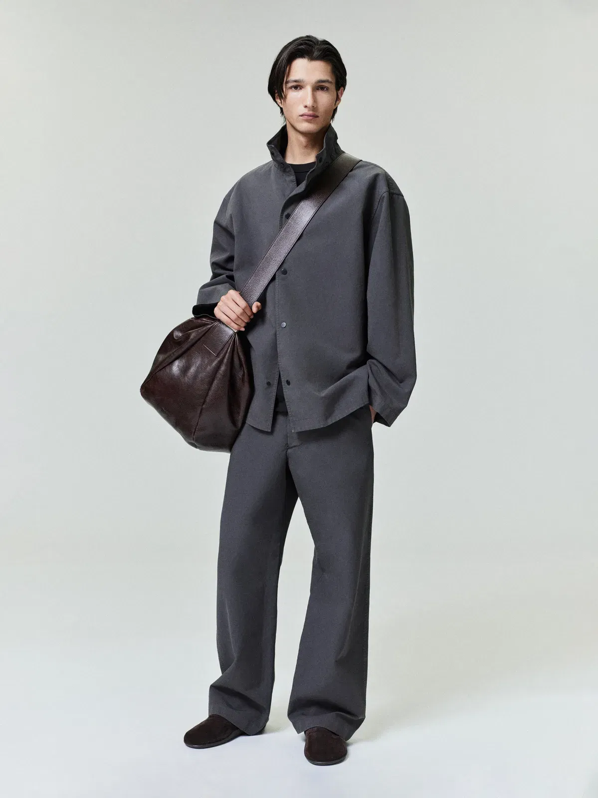 Essentials Garment Dyed Cotton Sport Jacket Dark Grey