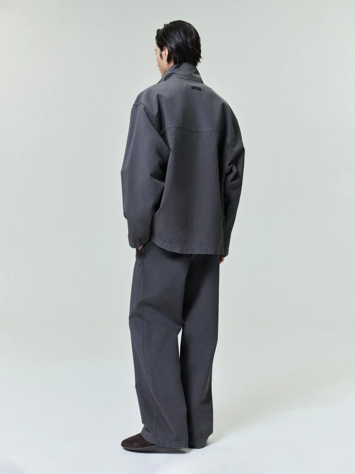 Essentials Garment Dyed Cotton Sport Jacket Dark Grey