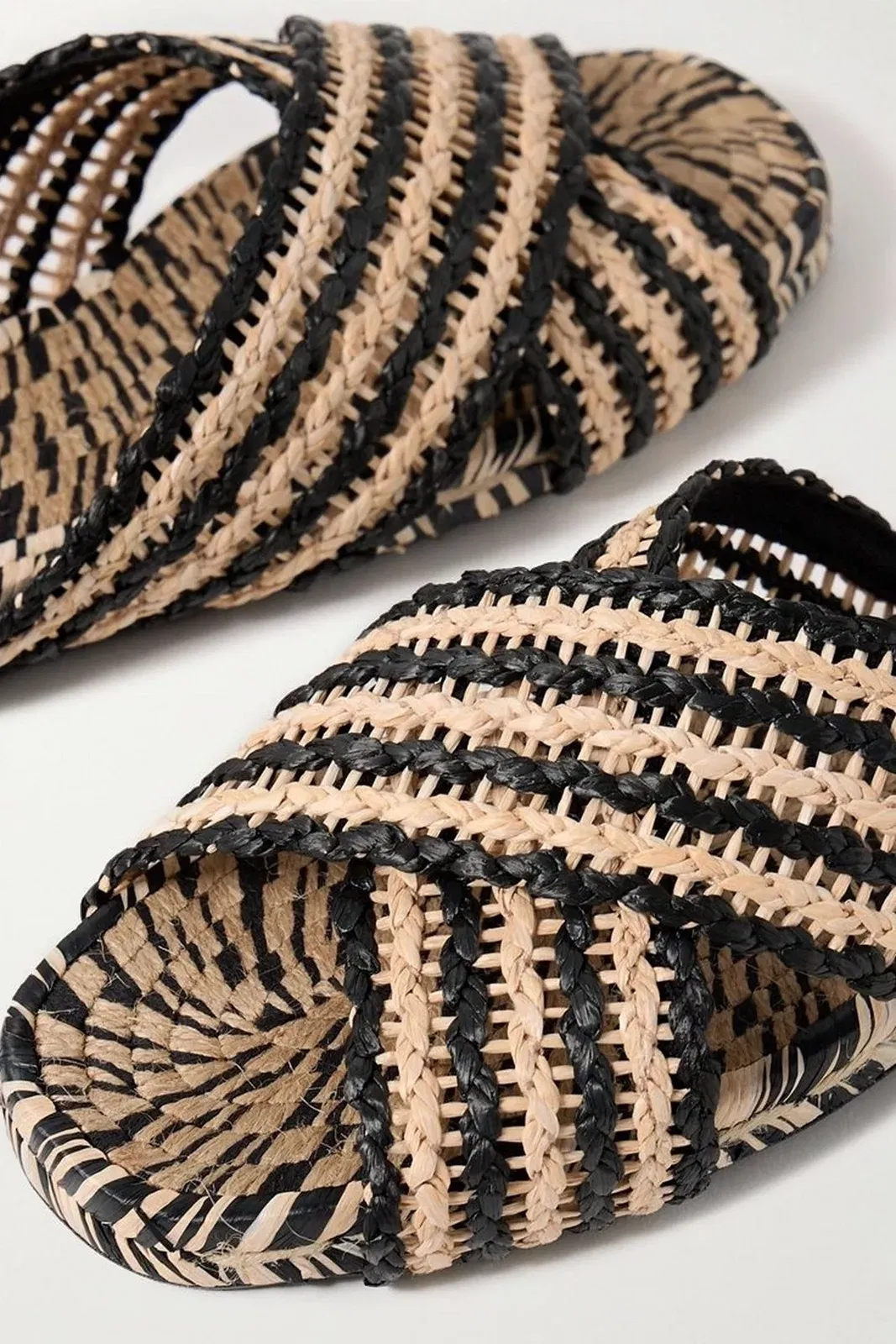 Castaer Pat Two-Tone Raffia Slides Neutral Women's