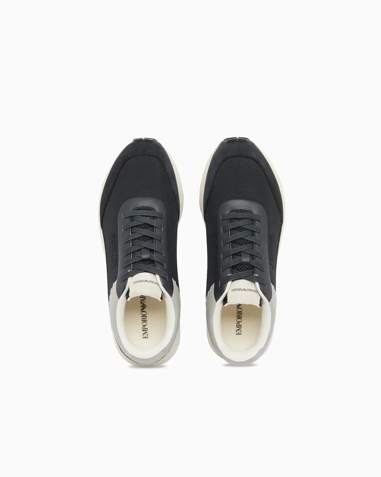 Emporio Armani Cordura Sneakers With Suede Details And Side Logo Navy Blue