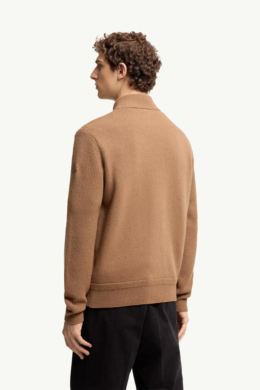 Moncler Wool & Cashmere Zip-Up Cardigan Light Brown Light Brown