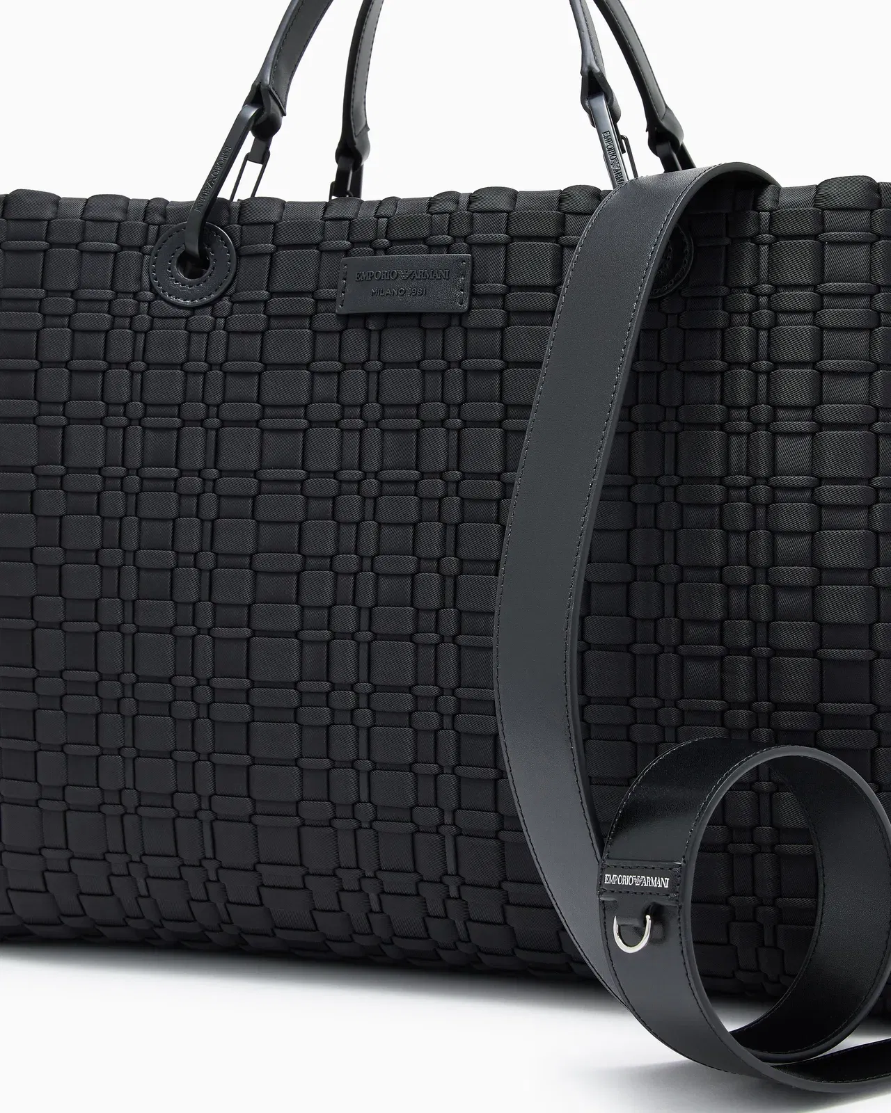 Emporio Armani MyEA medium shopper bag in woven nylon