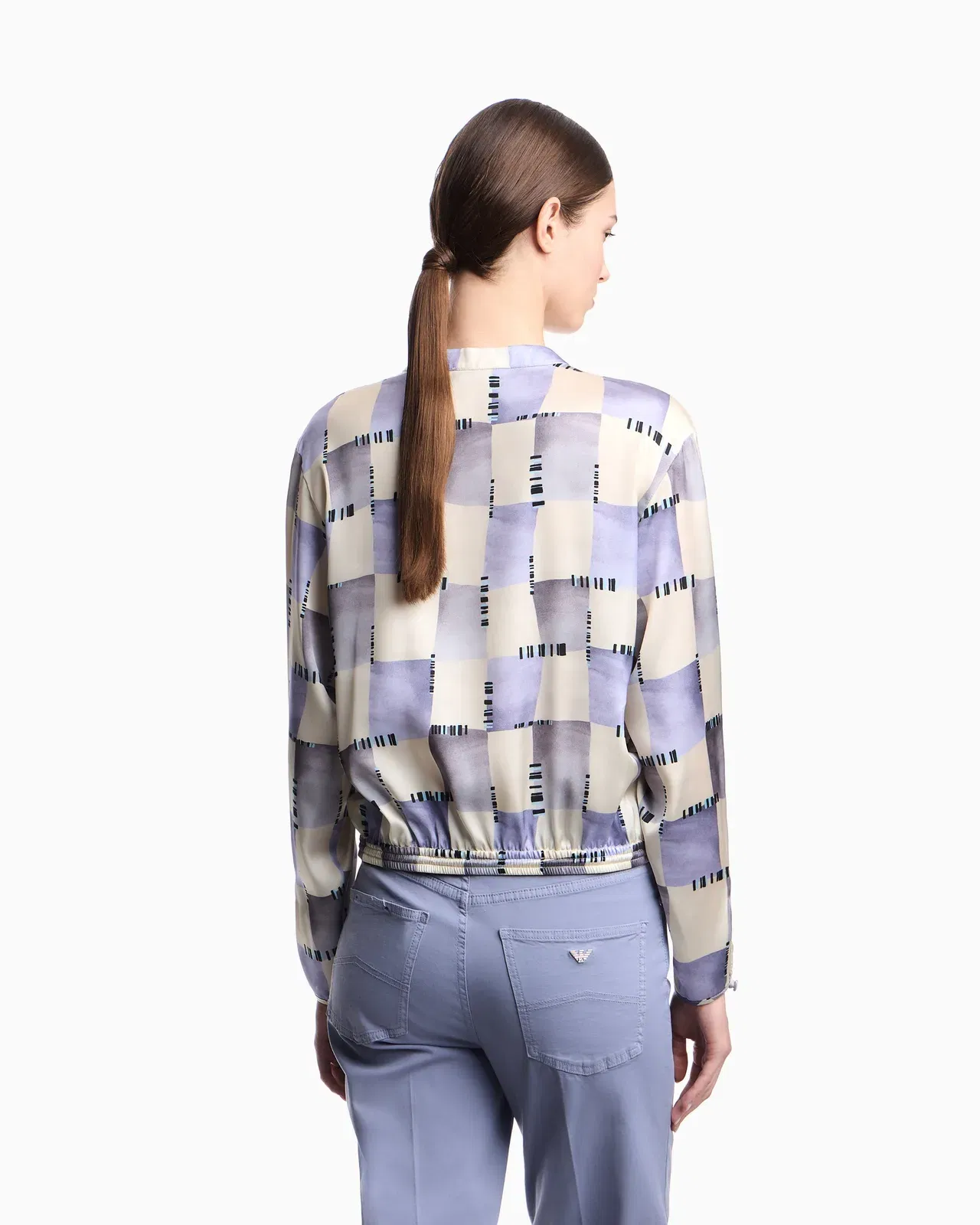 Emporio Armani Satin blouse with check print