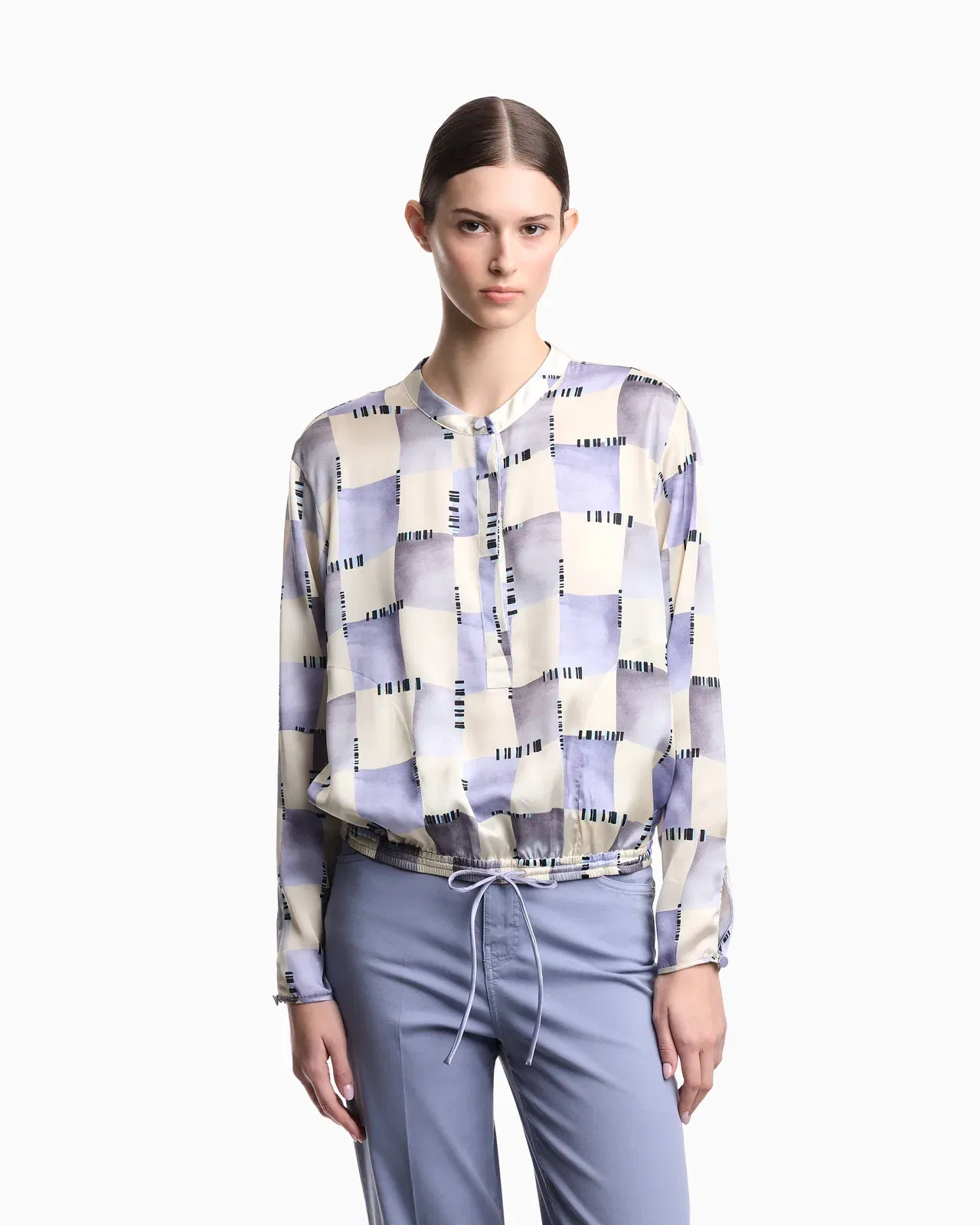 Emporio Armani Satin blouse with check print