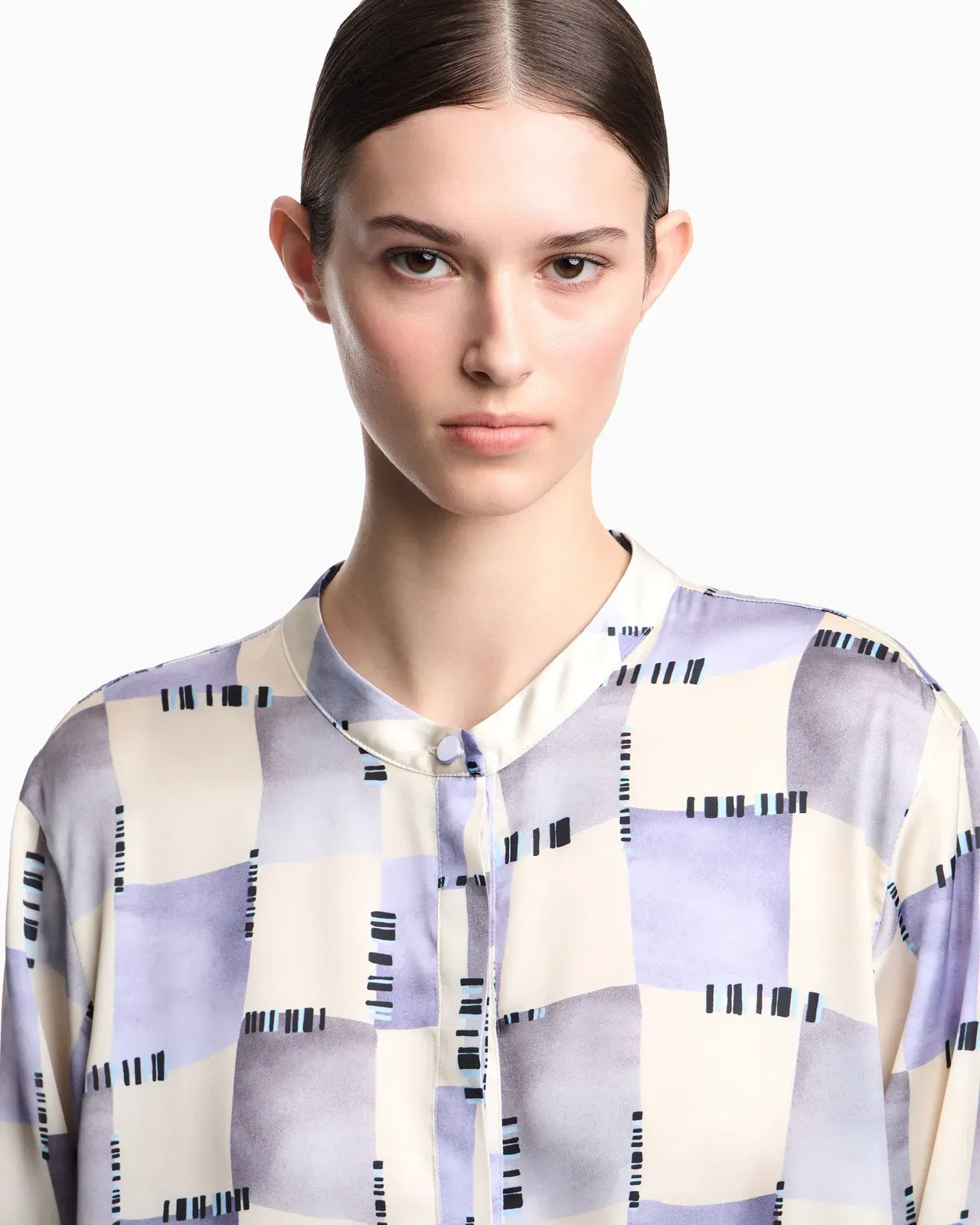 Emporio Armani Satin blouse with check print